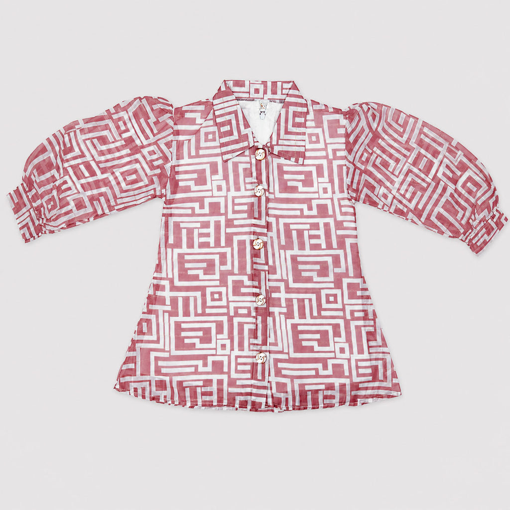 Girls Peach Pink Digital Printed Chiffon 3 Piece Suit | Lamtar Kids