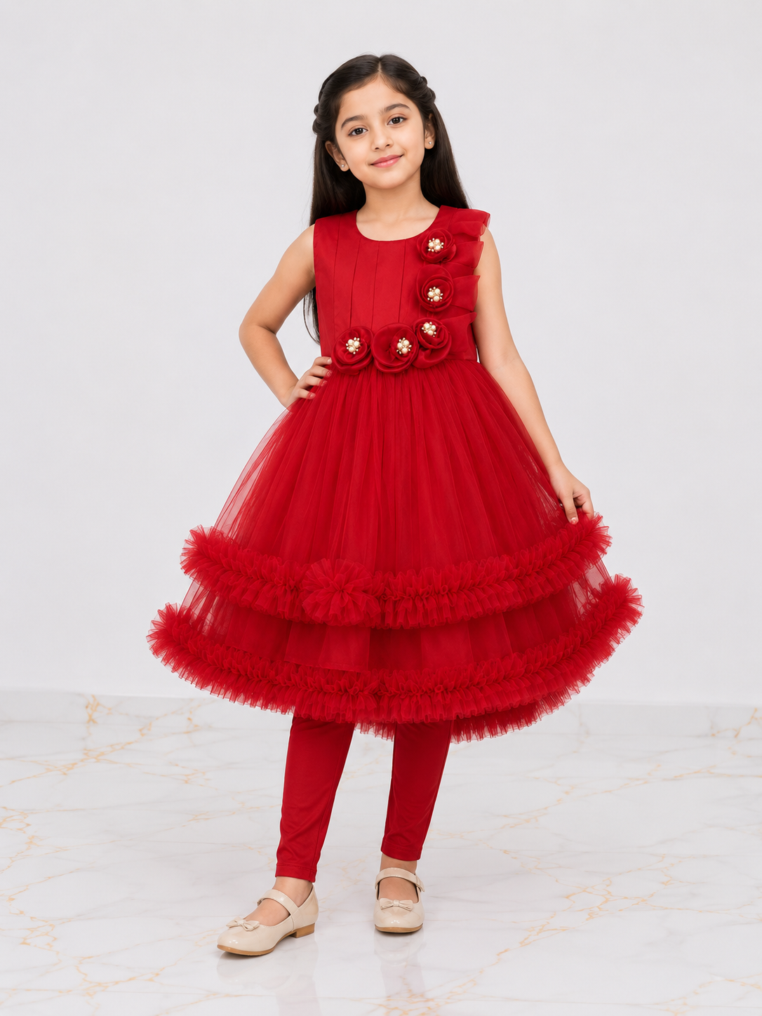 Girls Fancy Party Wear Frock with Trouser – Elegant Kids Frock for Girls