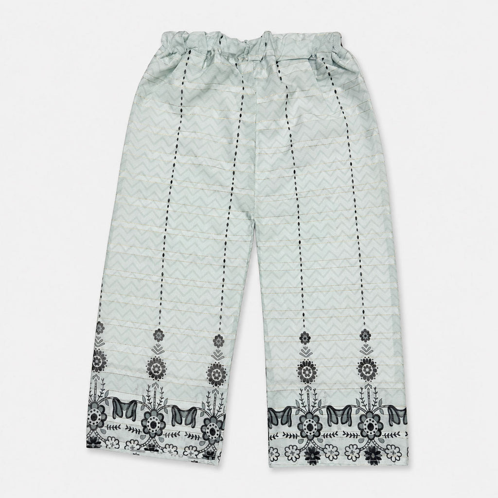 Sage Green Digital Printed Chiffon Girls Suit | 4–10 Years | Lamtar Kids