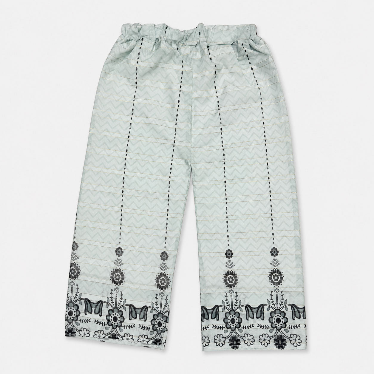 Sage Green Digital Printed Chiffon Girls Suit | 4–10 Years | Lamtar Kids