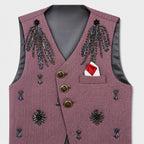 Boys 4 Piece Formal Suit – Mauve Waistcoat & Trouser with Black Shirt