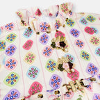 Cream Multi Floral Digital Printed Chiffon Frock Girls Suit 4 To 10 Years | Lamtar Kids