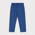 Boys 5 Piece Blue Tuxedo Suit – Check Formal Party Wear | 3–9 Years