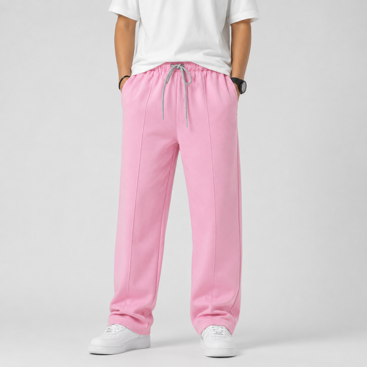 Kids Plain Wide-Leg Drawstring Pants | Comfortable Casual Trousers Unisex