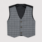 Boys 5-Piece Checkered Tuxedo Suit – Blazer, Waistcoat, Shirt, Trouser & Tie