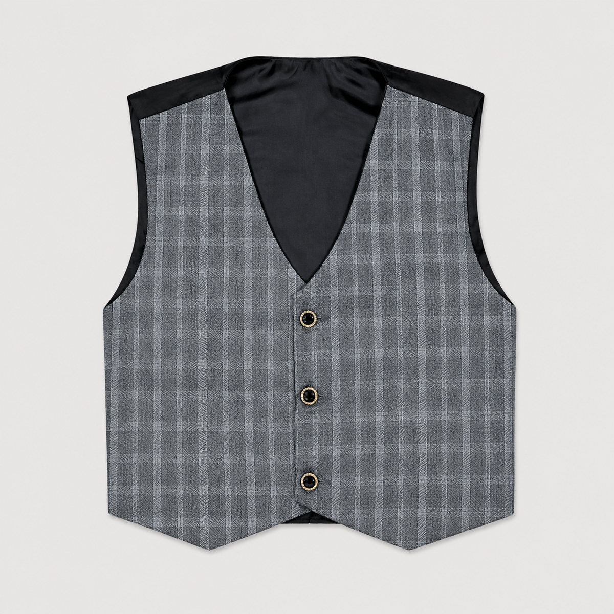Boys 5-Piece Checkered Tuxedo Suit – Blazer, Waistcoat, Shirt, Trouser & Tie