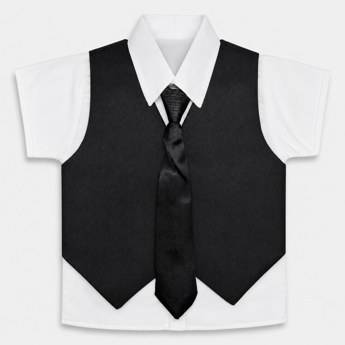Boys Black Tuxedo Suit 5-Piece | Coat, Waistcoat, Shirt ,Tie & Pant | Party Wear
