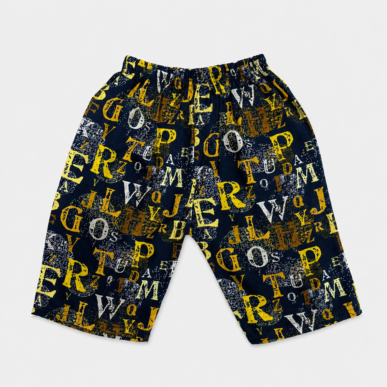 Boys Linen Alphabet Printed Short Suit – Navy Blue Kids Summer Outfit | Lamtar Kids