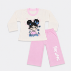 Baby Girls Printed Jersey 2-Piece Set | Long Sleeve Top & Wide-Leg Trouser