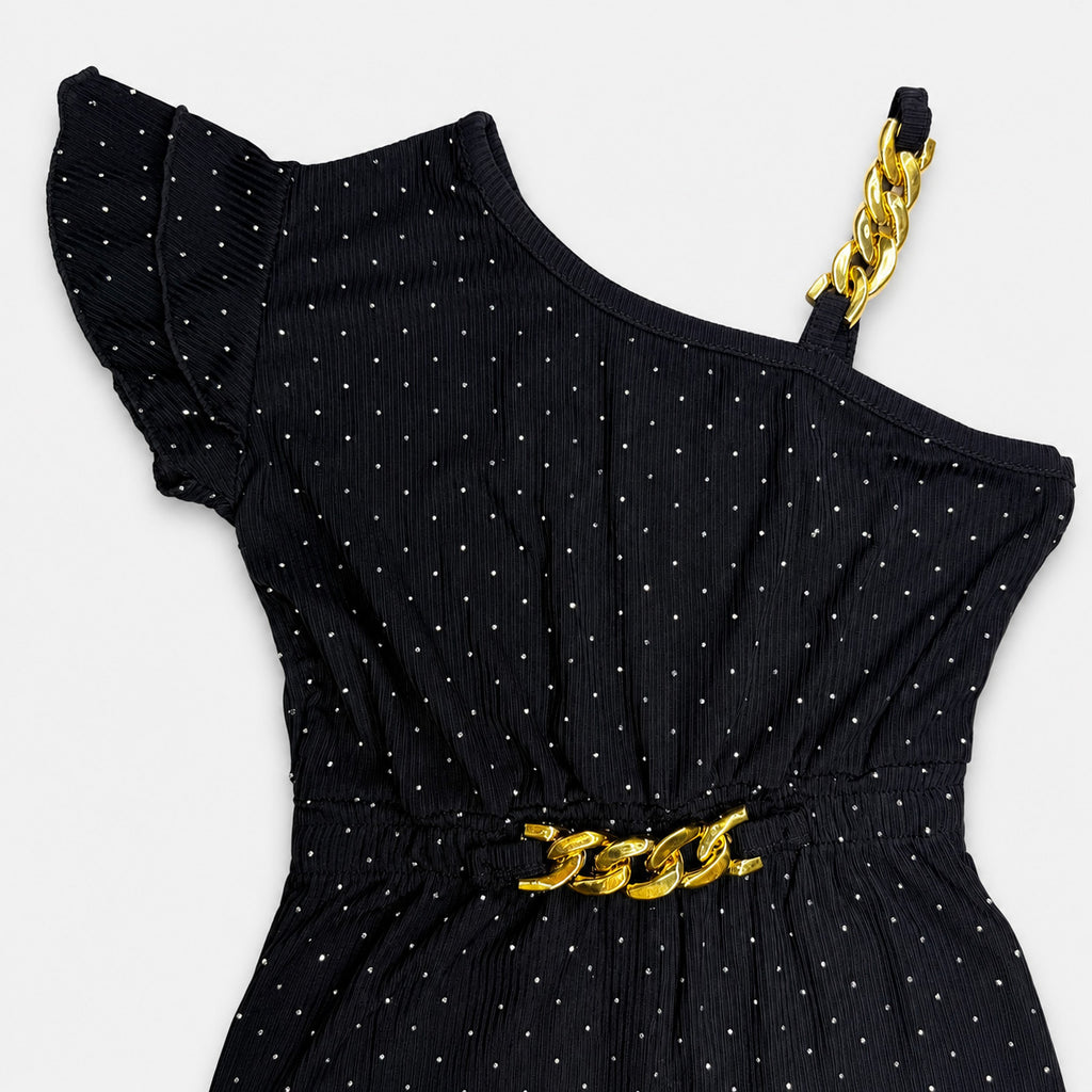 Girls Imported Jersey One Shoulder Jumpsuit – Black Fancy Outfit | Lamtar Kids