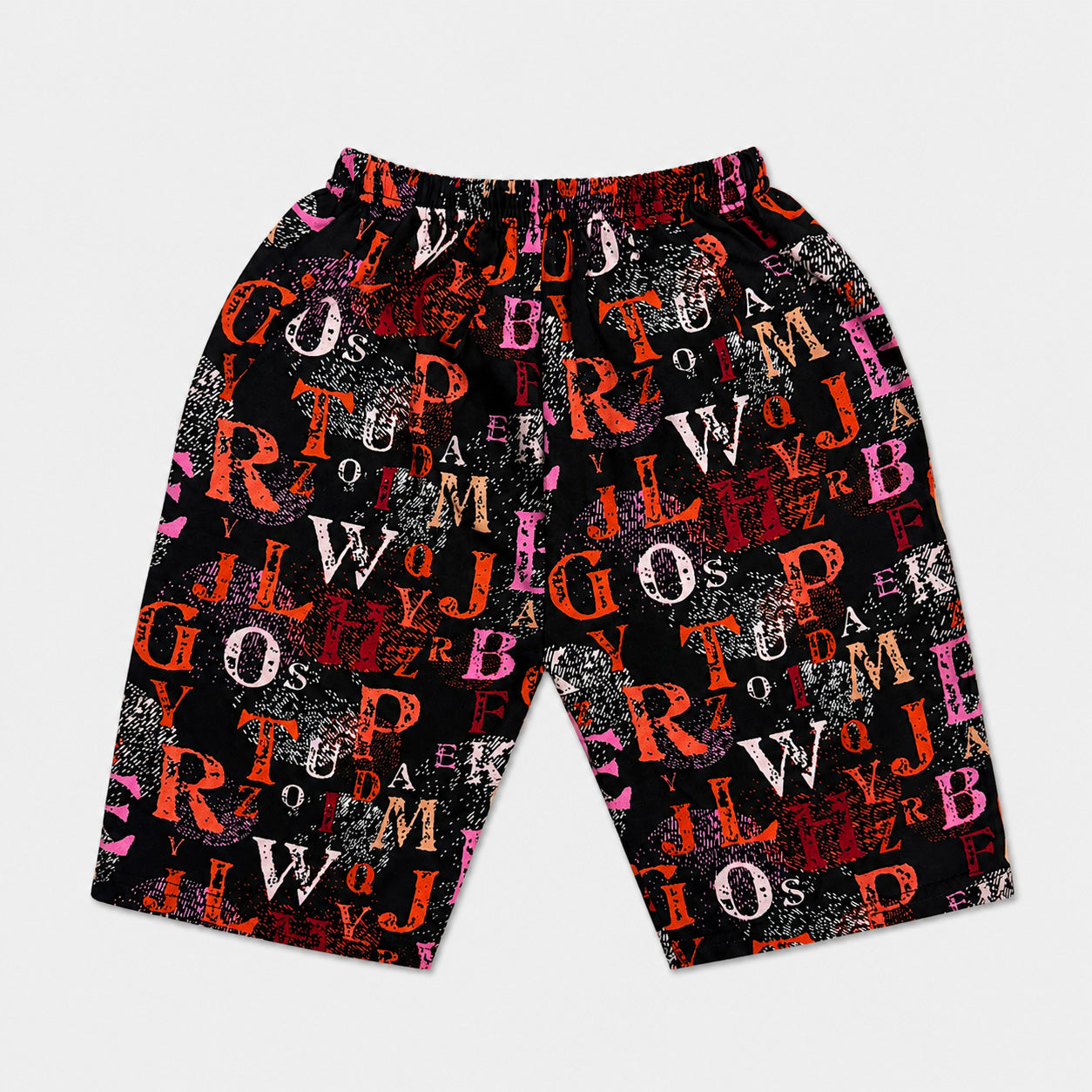 Boys Linen Alphabet Printed Short Suit – Black Red Kids Summer Outfit | Lamtar Kids