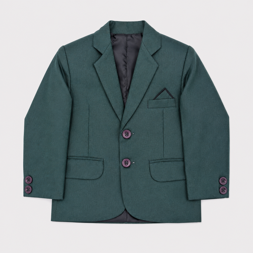 Boys Premium 5-Piece Tuxedo Suit – Green Formal Suit with Waistcoat, Shirt & Tie