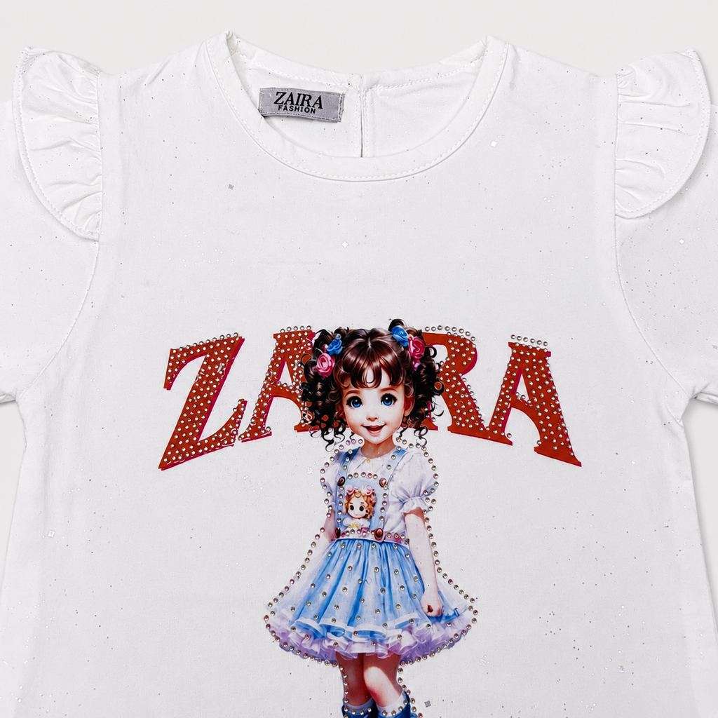 Girls Zaira Printed 2 Piece Set – Premium Jersey Top & Premium Jeans
