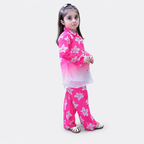Girls Pink Ombre Digital Printed Chiffon 3 Piece Suit | Lamtar Kids