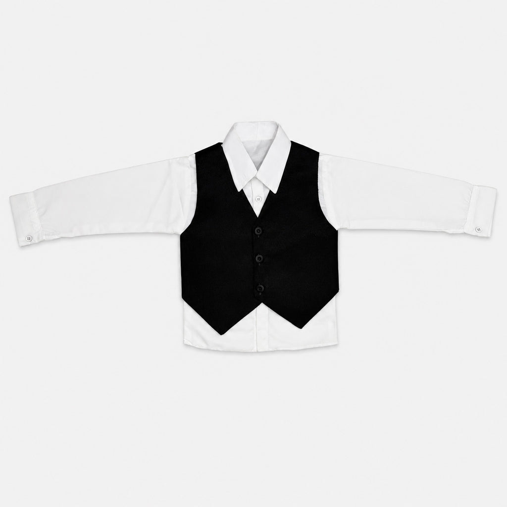 Boys Black Tuxedo Suit 5-Piece | Coat, Waistcoat, Shirt ,Tie & Pant | Party Wear