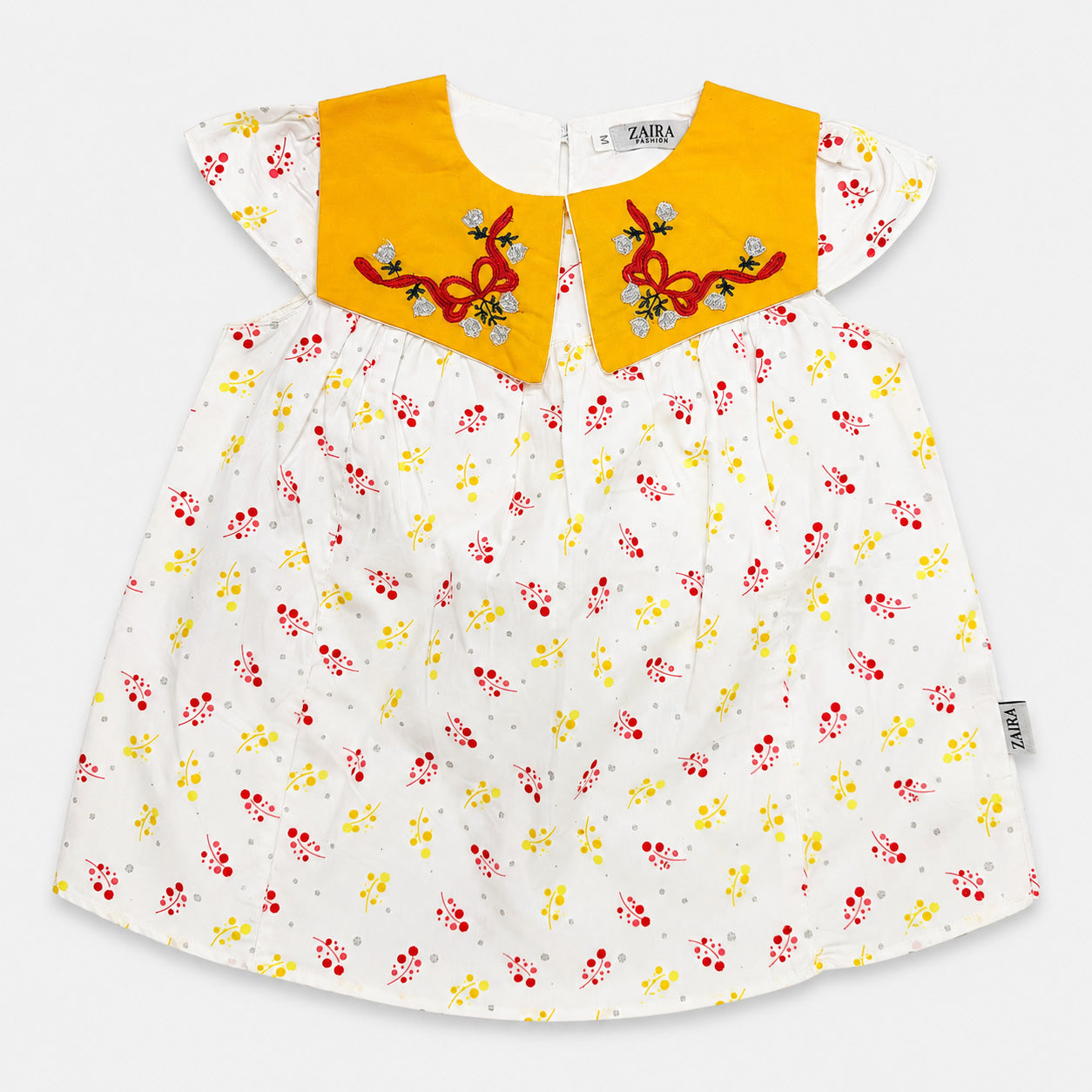 Girls 2 Piece Cotton Suit – White Top with Yellow Trouser