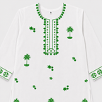 Girls Cotton 2 Piece Suit White & Green Printed Kurti Trouser – Kids Eastern Wear