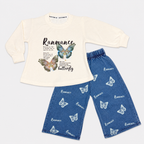 Girls Butterfly 3D Look | Premium Jersey With Denim | 2-Piece Suit