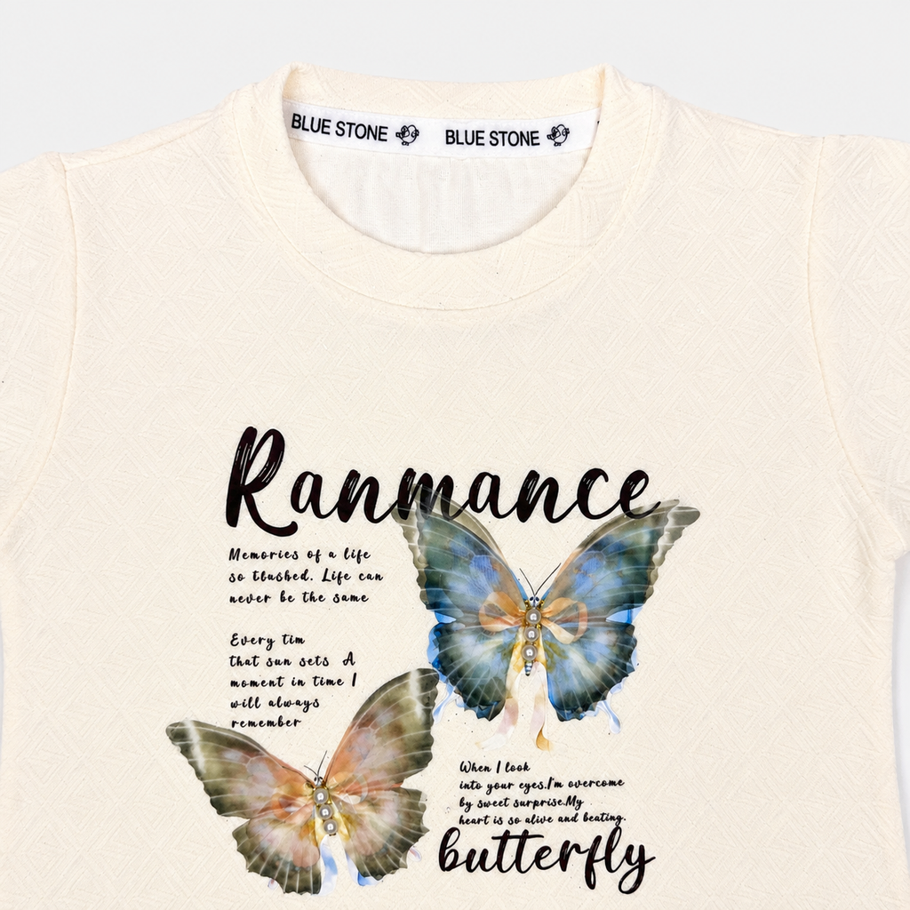Girls Butterfly 3D Look | Premium Jersey With Denim | 2-Piece Suit