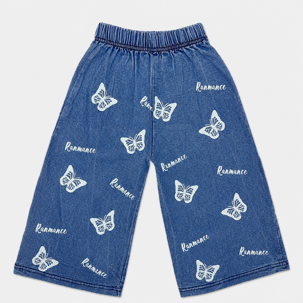 Girls Butterfly 3D Look | Premium Jersey With Denim | 2-Piece Suit