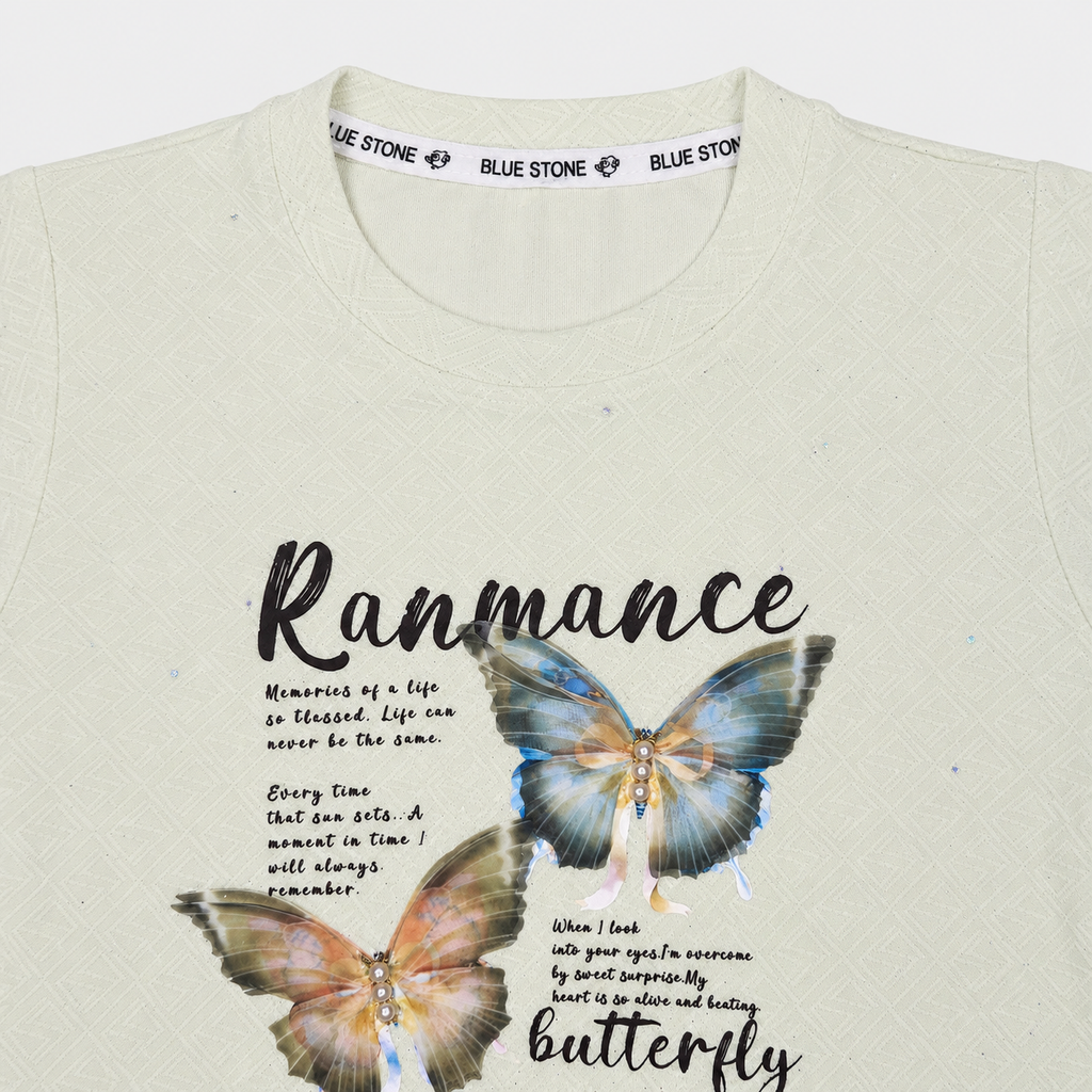 Girls Butterfly 3D Look | Premium Jersey With Denim | 2-Piece Suit
