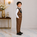 Boys 4-Piece Premium Waistcoat Suit for Kids | Shirt, Waistcoat, Pant & Bow Tie