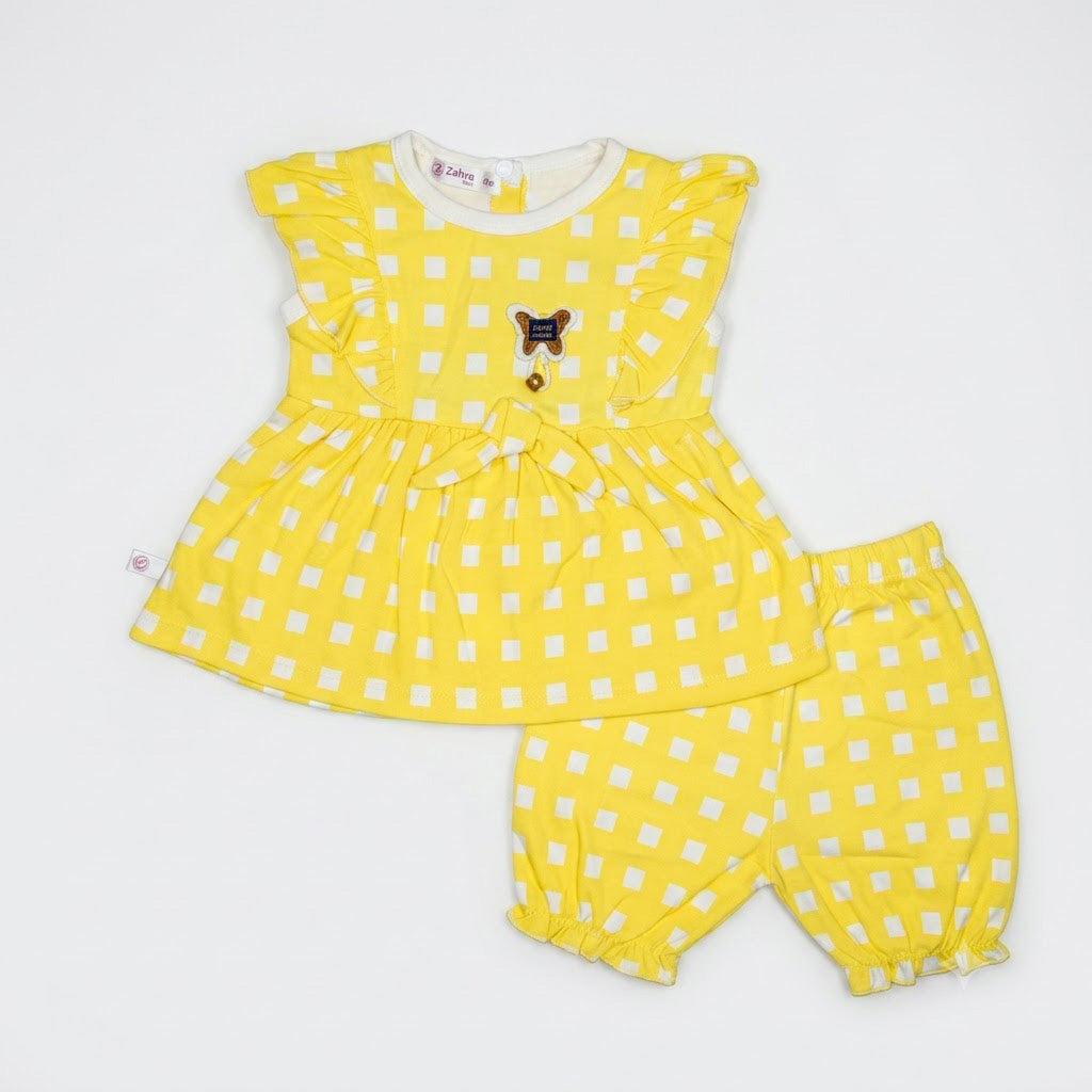 BABY GIRL 2-PIECE CHECKERED FINE JERSEY OUTFIT (1-2 YEARS) - AVAILABLE IN 2 COLORS