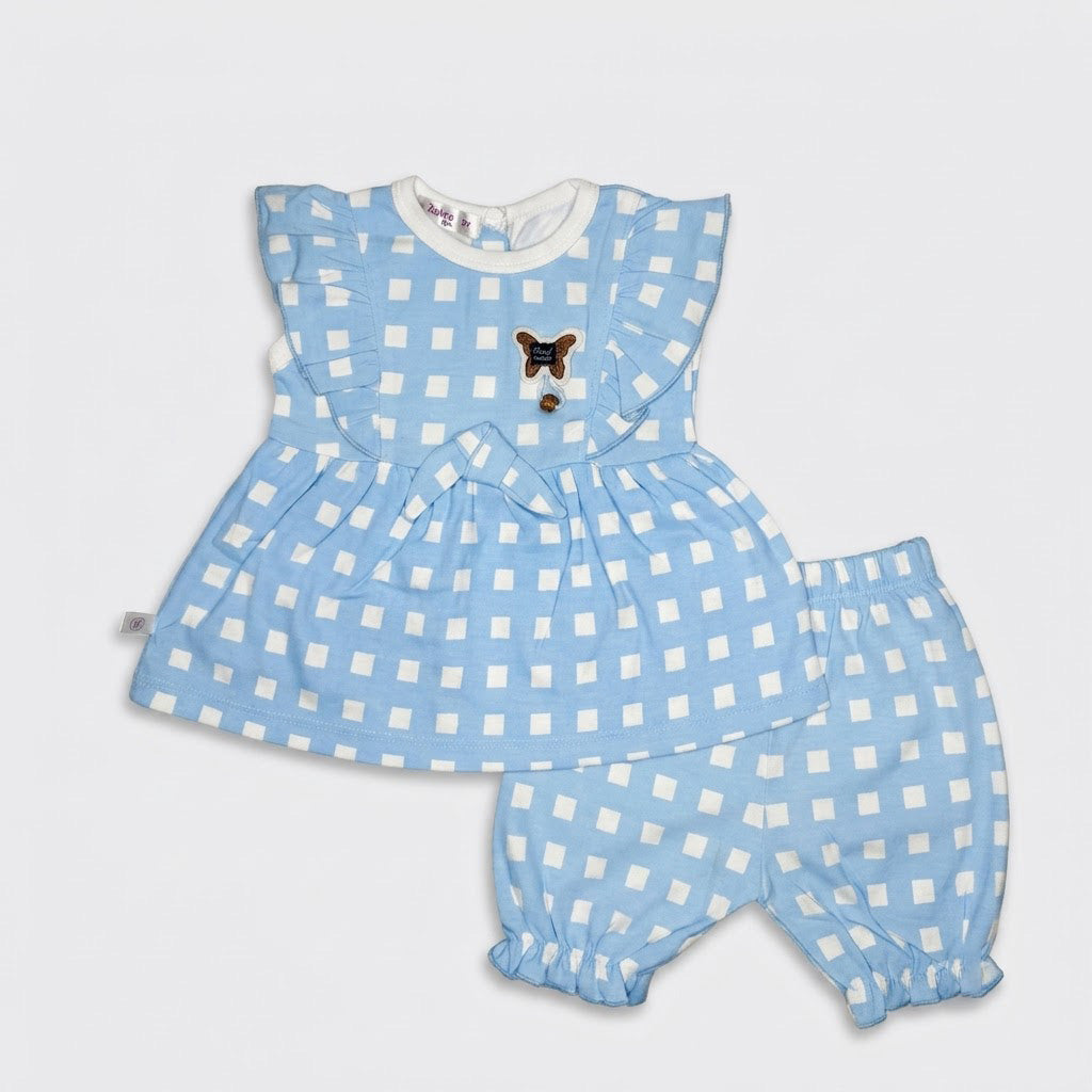 BABY GIRL 2-PIECE CHECKERED FINE JERSEY OUTFIT (1-2 YEARS) - AVAILABLE IN 2 COLORS