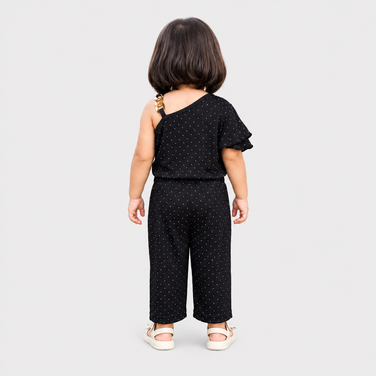 Girls Imported Jersey One Shoulder Jumpsuit – Black Fancy Outfit | Lamtar Kids
