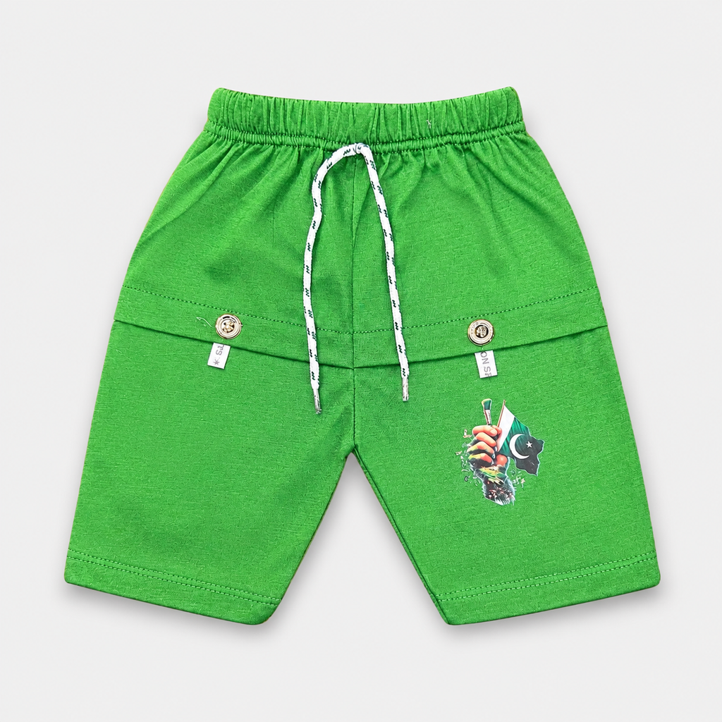 Boys 14 August Independence Day Jersey T-Shirt & Shorts Set – Green Pakistan Print Outfit – Size 1-4 Years