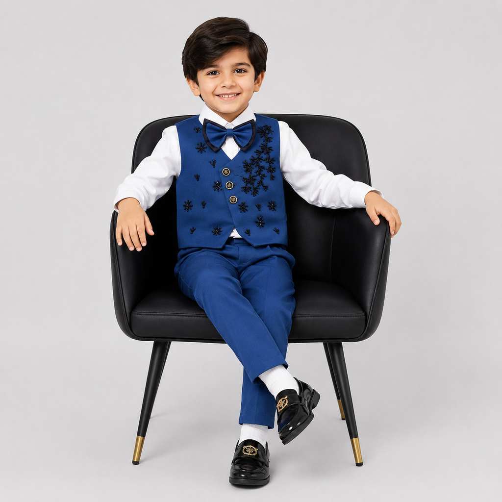 Boys Royal Blue Waistcoat Suit 3 Piece – 2-6 Years