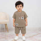 Baby Boy Imported Jersey Textured Short Suit – Skin Color