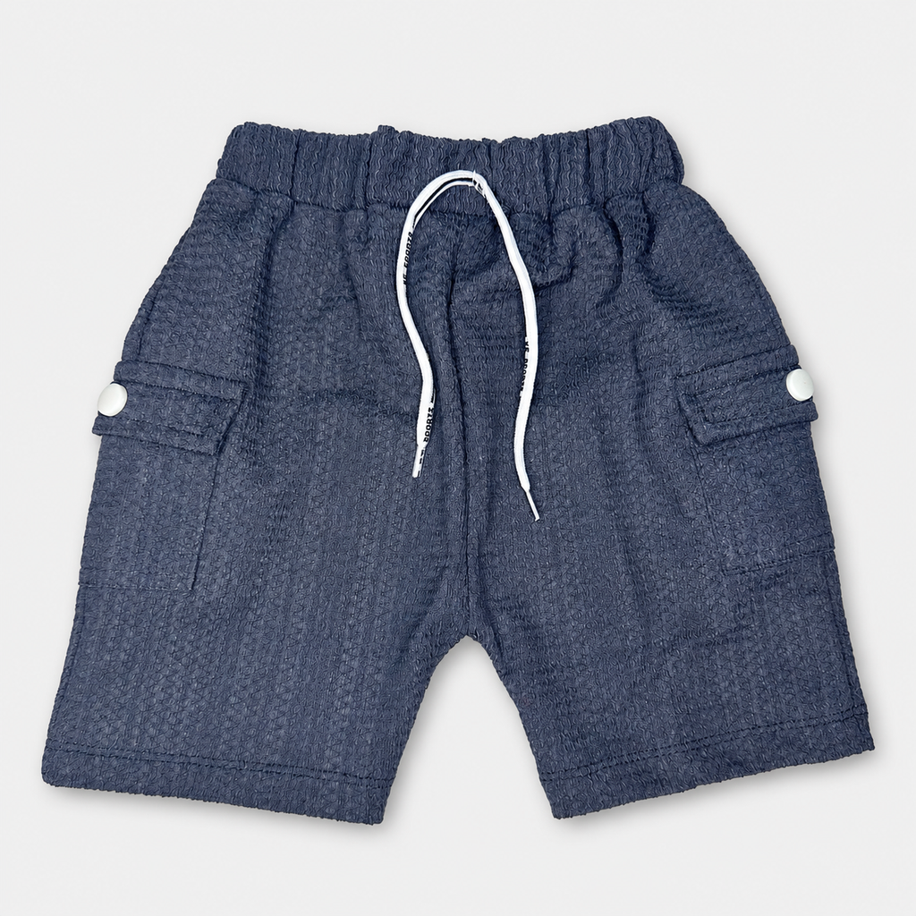 Baby Boy Imported Jersey Textured Short Suit – Grey Color