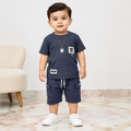 Baby Boy Imported Jersey Textured Short Suit – Grey Color