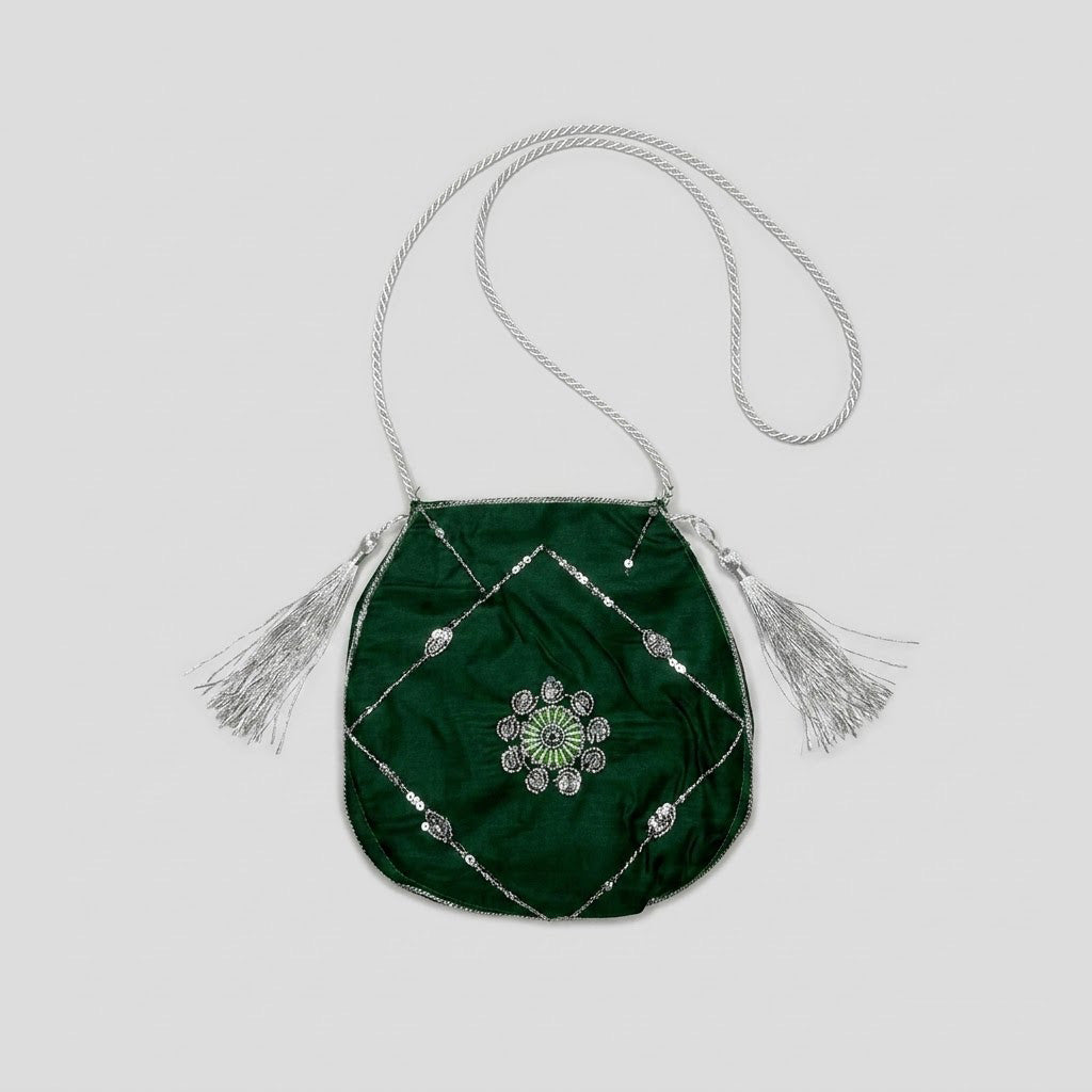 Girls All-Green Embroidered Azadi Suit with Matching Bag (4-7 Years)