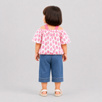 Girls Strawberry Top & Denim Shorts Set – 2 Piece Summer Outfit