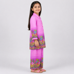 Girls Printed Chiffon 3 Piece Suit – Pink Floral Kids Dress | Lamtar Kids