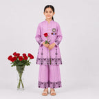 Lavender Purple Digital Printed Chiffon Girls Suit Age 4-10 Year | Lamtar Kids