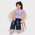 Girls Hello Beautiful Jersey Top & Stretchable Denim Jeans 2 Piece Outfit Set (1-7 Years)