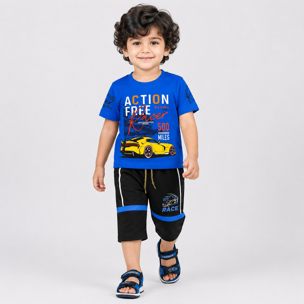 Boys Action Force Racer Jersey T-Shirt & Shorts 2 Piece Set (1-4 Years)