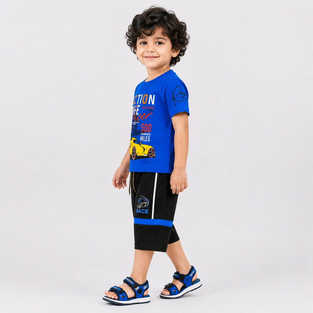 Boys Action Force Racer Jersey T-Shirt & Shorts 2 Piece Set (1-4 Years)