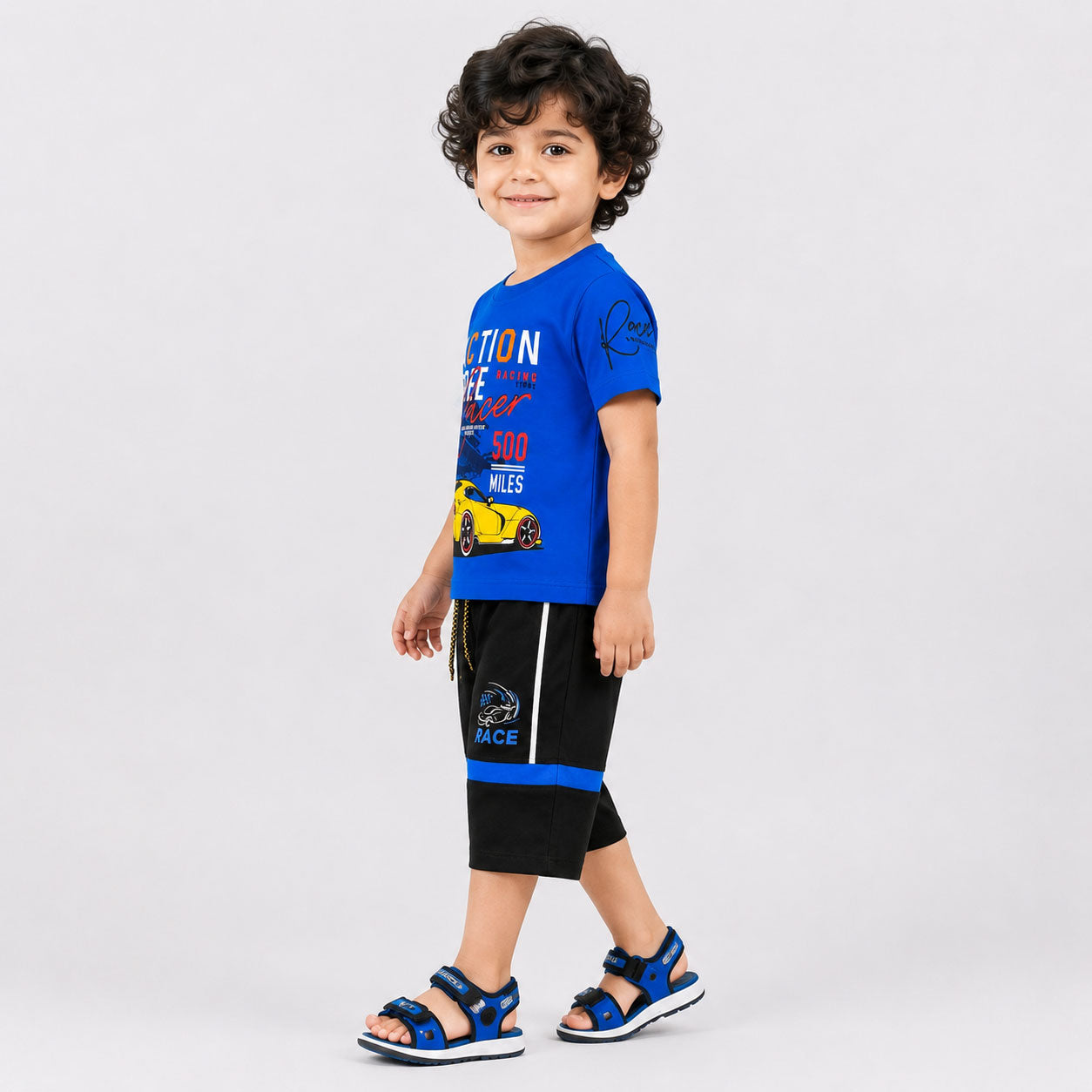 Boys Action Force Racer Jersey T-Shirt & Shorts 2 Piece Set (1-4 Years)