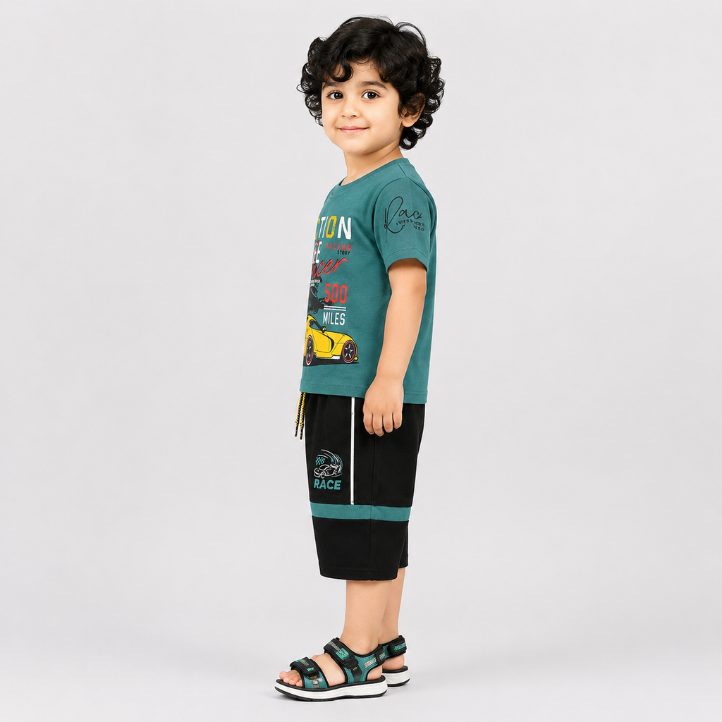Boys Action Force Racer Jersey T-Shirt & Shorts 2 Piece Set (1-4 Years)