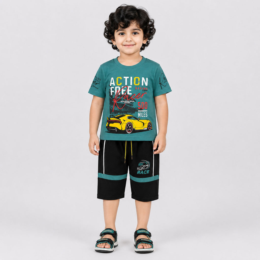 Boys Action Force Racer Jersey T-Shirt & Shorts 2 Piece Set (1-4 Years)