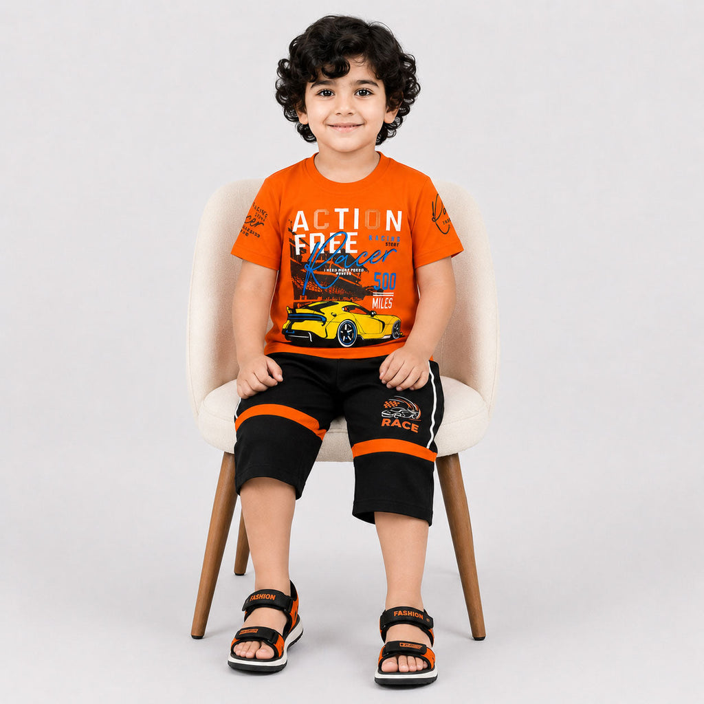 Boys Action Force Racer Jersey T-Shirt & Shorts 2 Piece Set (1-4 Years)