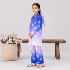 Girls Blue Ombre Printed Chiffon 3 Piece Suit | Lamtar Kids