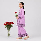 Lavender Purple Digital Printed Chiffon Girls Suit Age 4-10 Year | Lamtar Kids