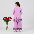Lavender Purple Digital Printed Chiffon Girls Suit Age 4-10 Year | Lamtar Kids