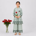 Sage Green Digital Printed Chiffon Girls Suit | 4–10 Years | Lamtar Kids