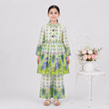 Girls Green Digital Printed Chiffon Frock  2 Piece Suit | Floral Printed Frock & Trouser | 4–10 Years | Lamtar Kids